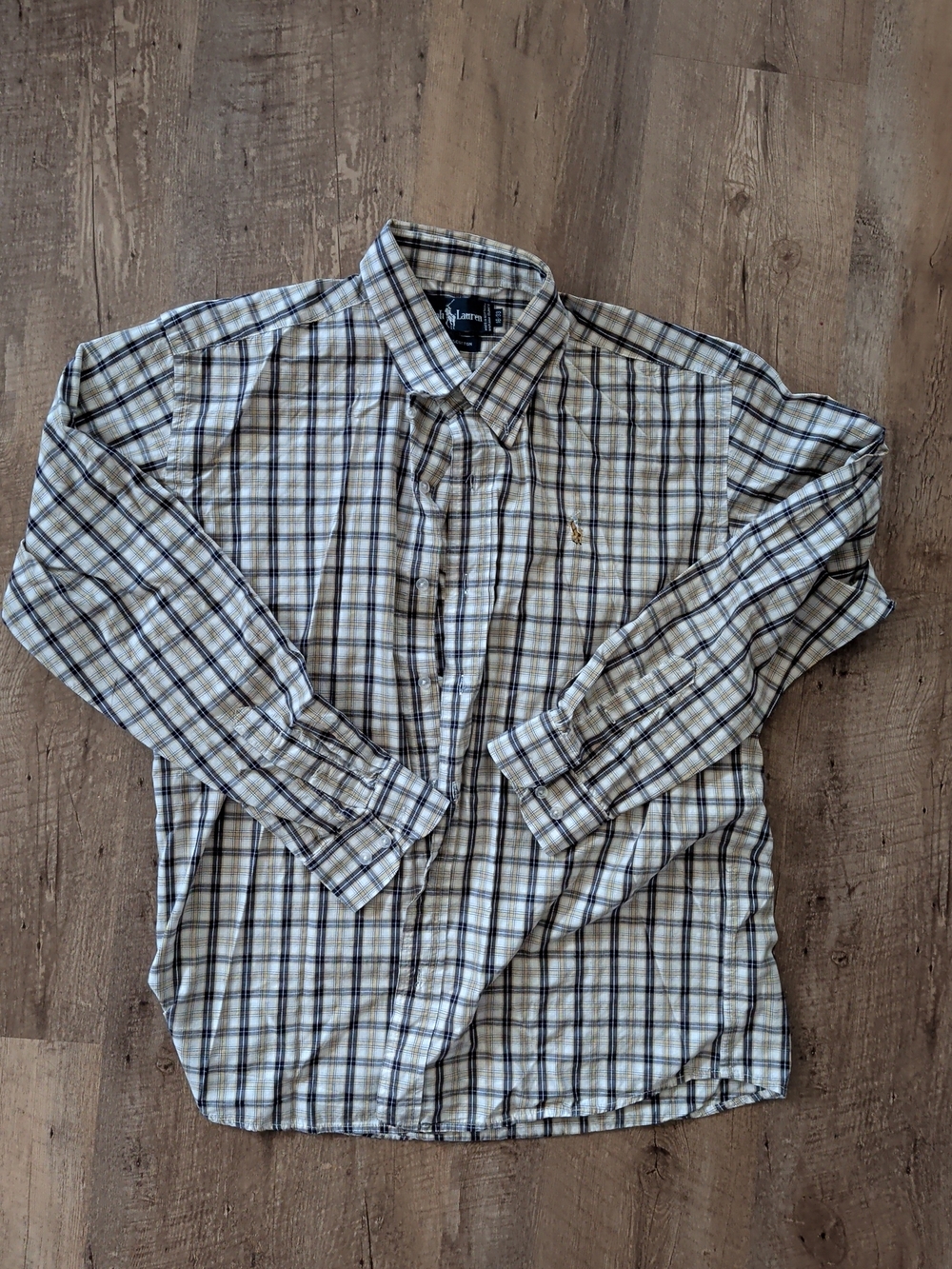 Ralph Lauren Beige & Navy Plaid Button-Down Shirt